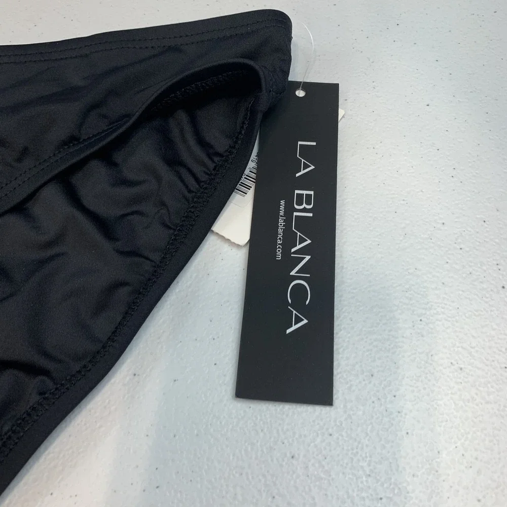 La Blanca Women's Swim Bikini Bottoms 14 Black Island Goddess Hipster Beach Pool